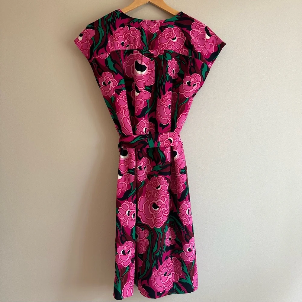 Talbots Sleeveless‎ Floral Sheath Dress w/ Belt Women’s M | Peony Print V‑Neck